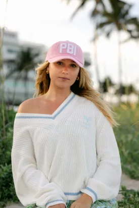 PBI 'Palm Beach' Hat - Pink With White Lettering