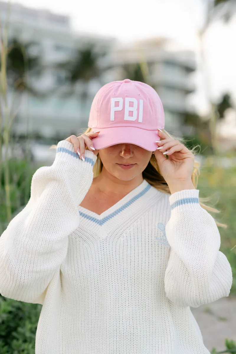 PBI 'Palm Beach' Hat - Pink With White Lettering