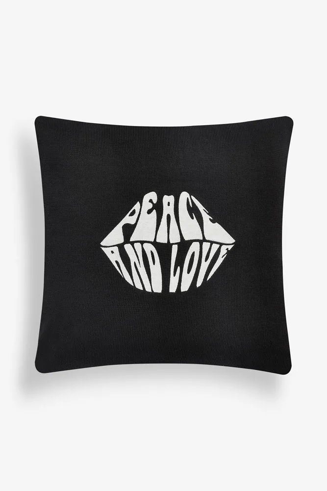 Peace and Love Knitted Lips Cushion