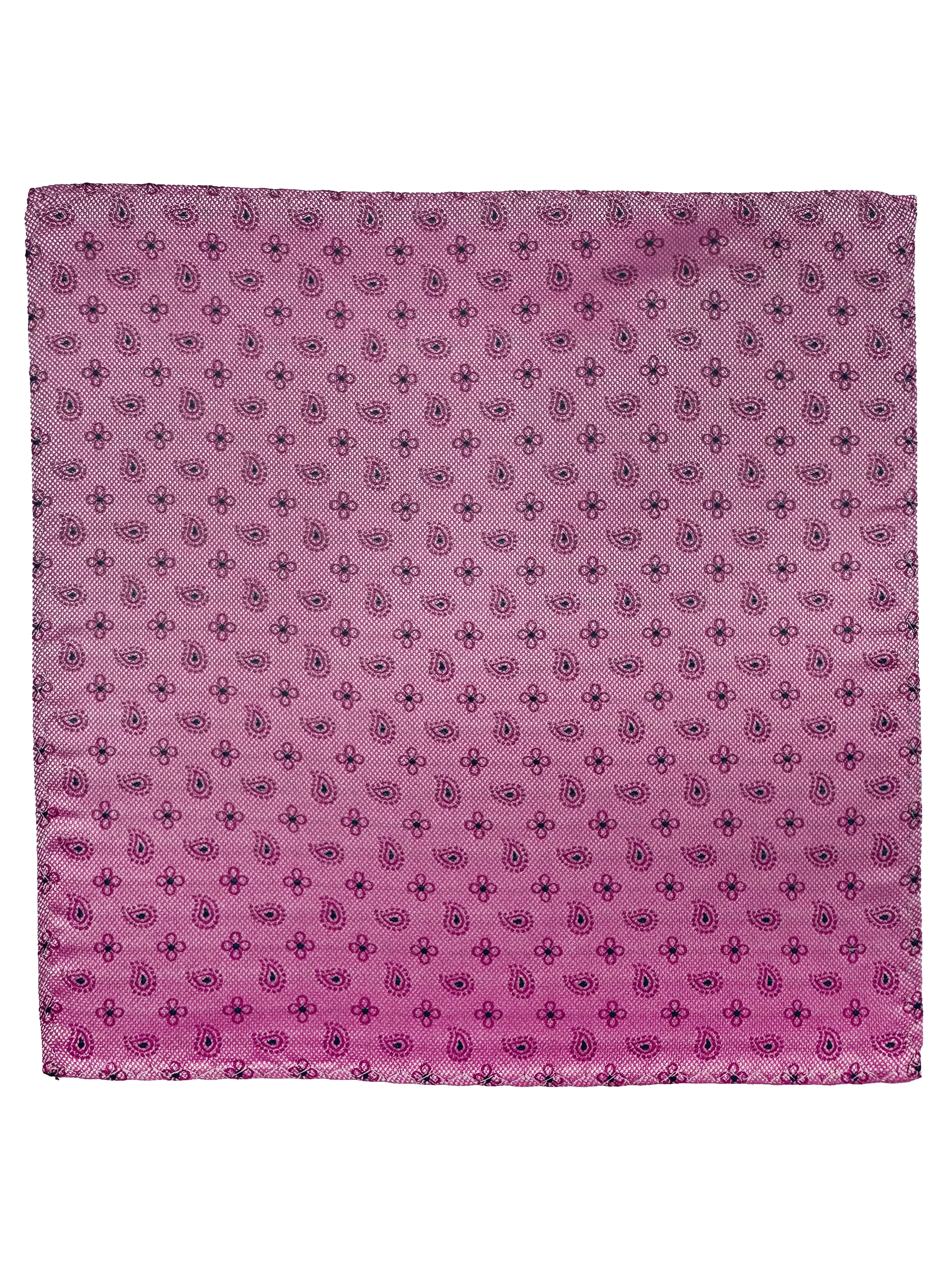 Pink Clover Paisley Print Silk Pocket Square