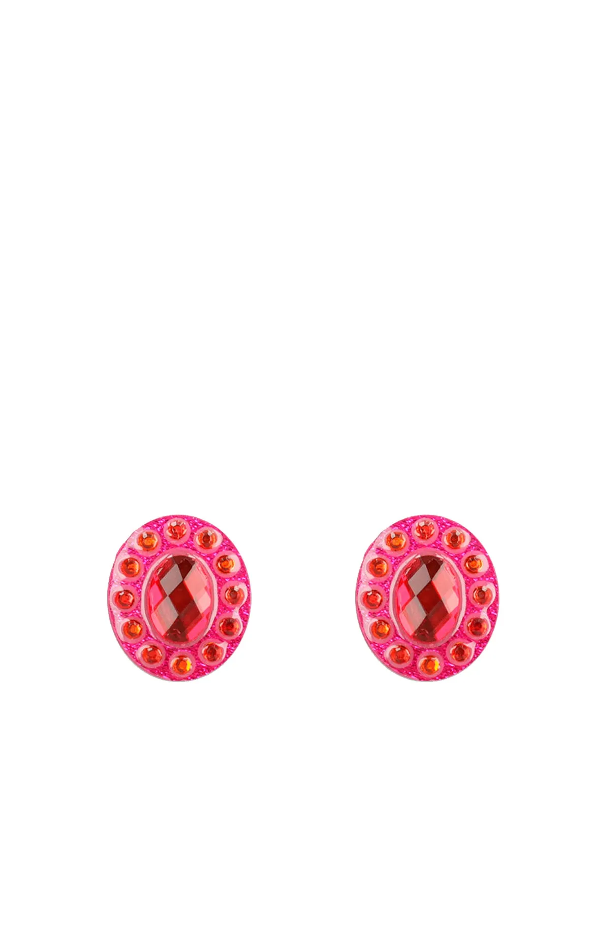 Pink Oval Crystal Stud Earrings