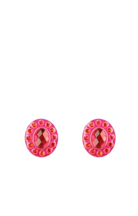 Pink Oval Crystal Stud Earrings