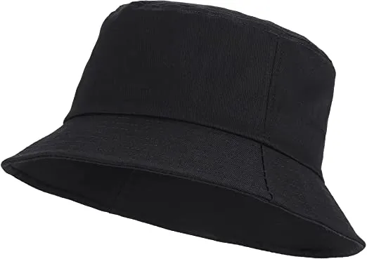 Plain Black Summer Reversible  Bucket Hat