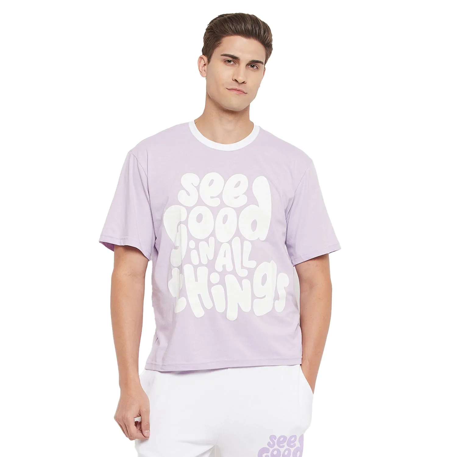 Plum Overisized Printed Tee