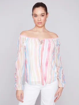 Printed Chiffon Blouse - Stripes