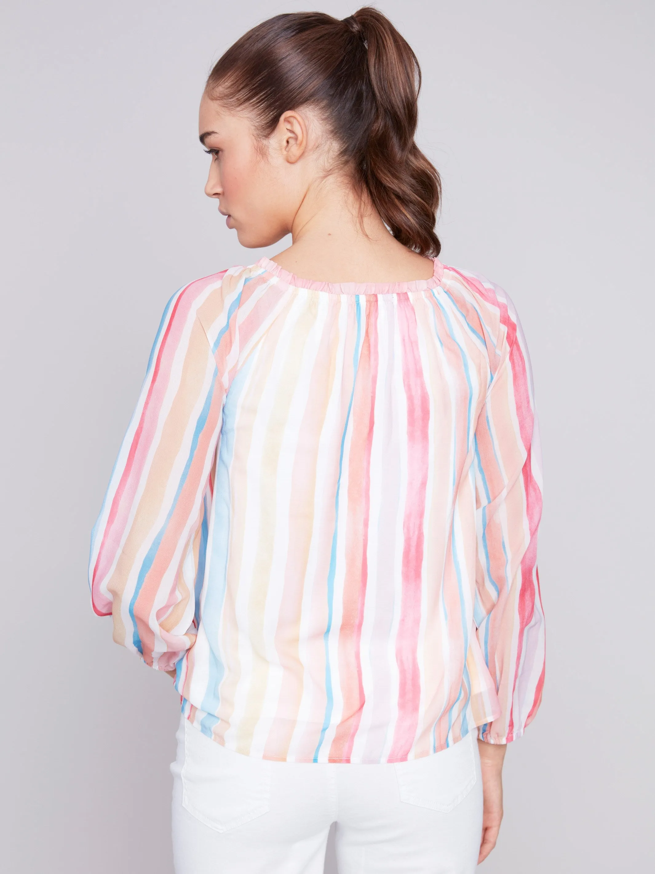 Printed Chiffon Blouse - Stripes