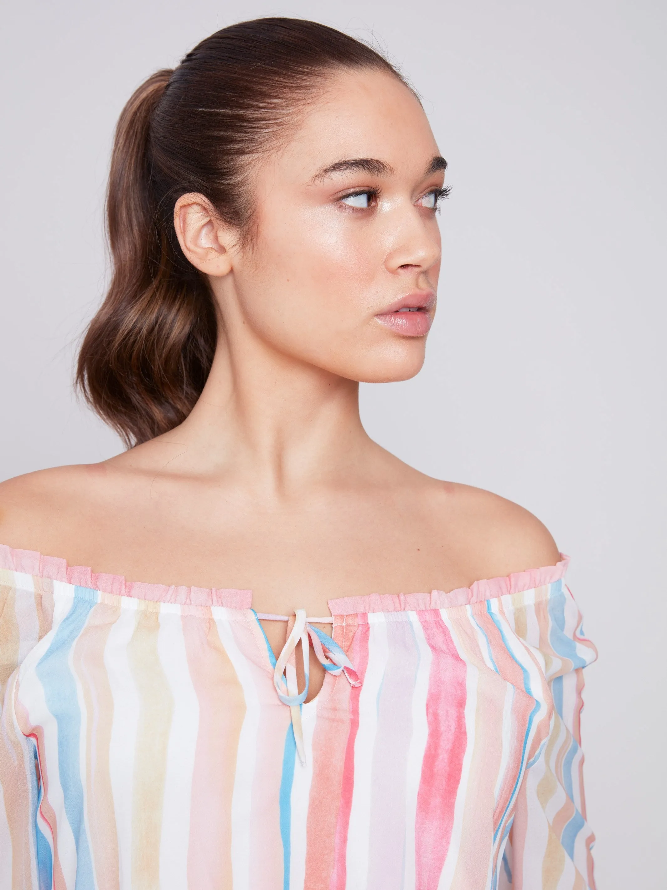 Printed Chiffon Blouse - Stripes