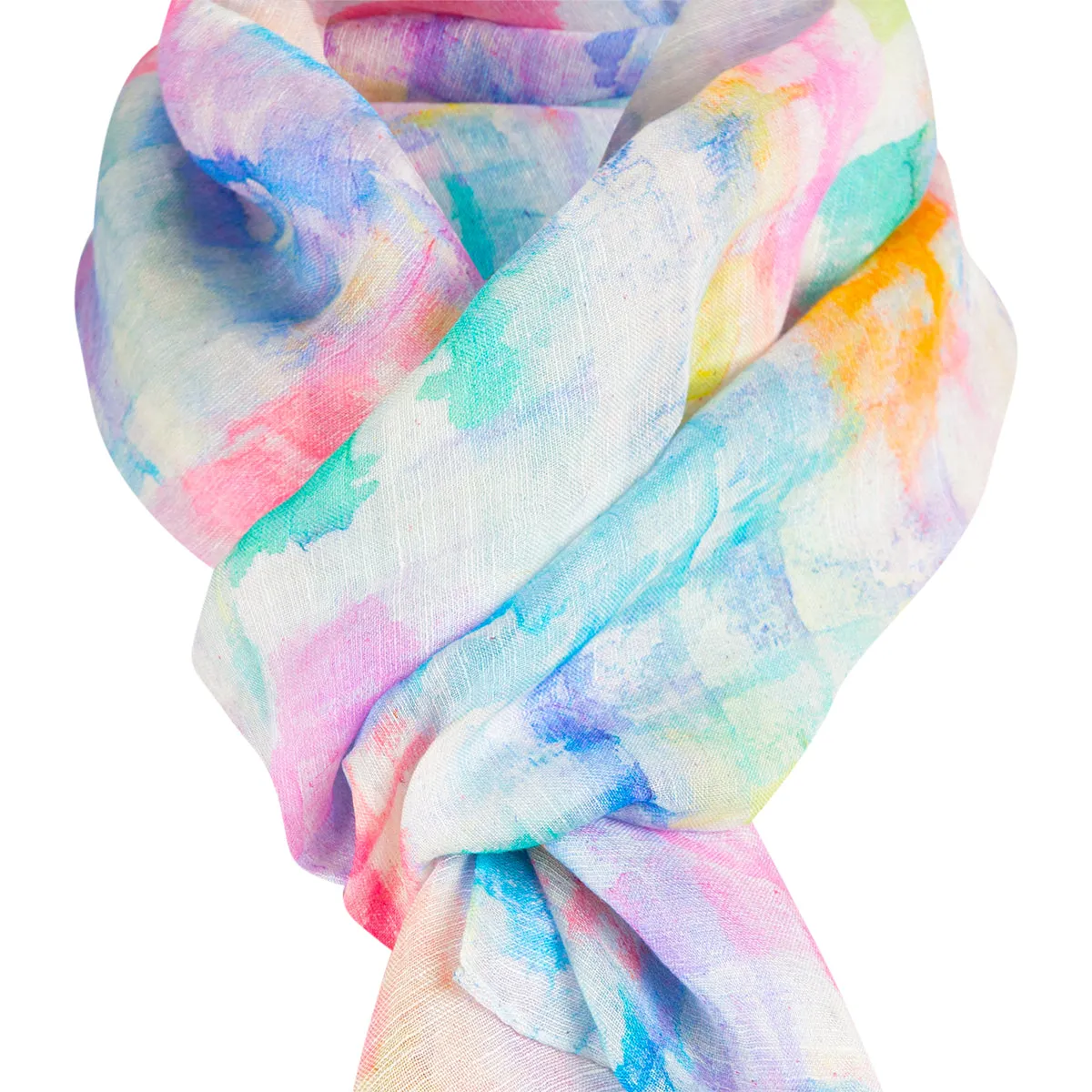 Printed Modal Linen Silk Scarf in Lumiere Blocks