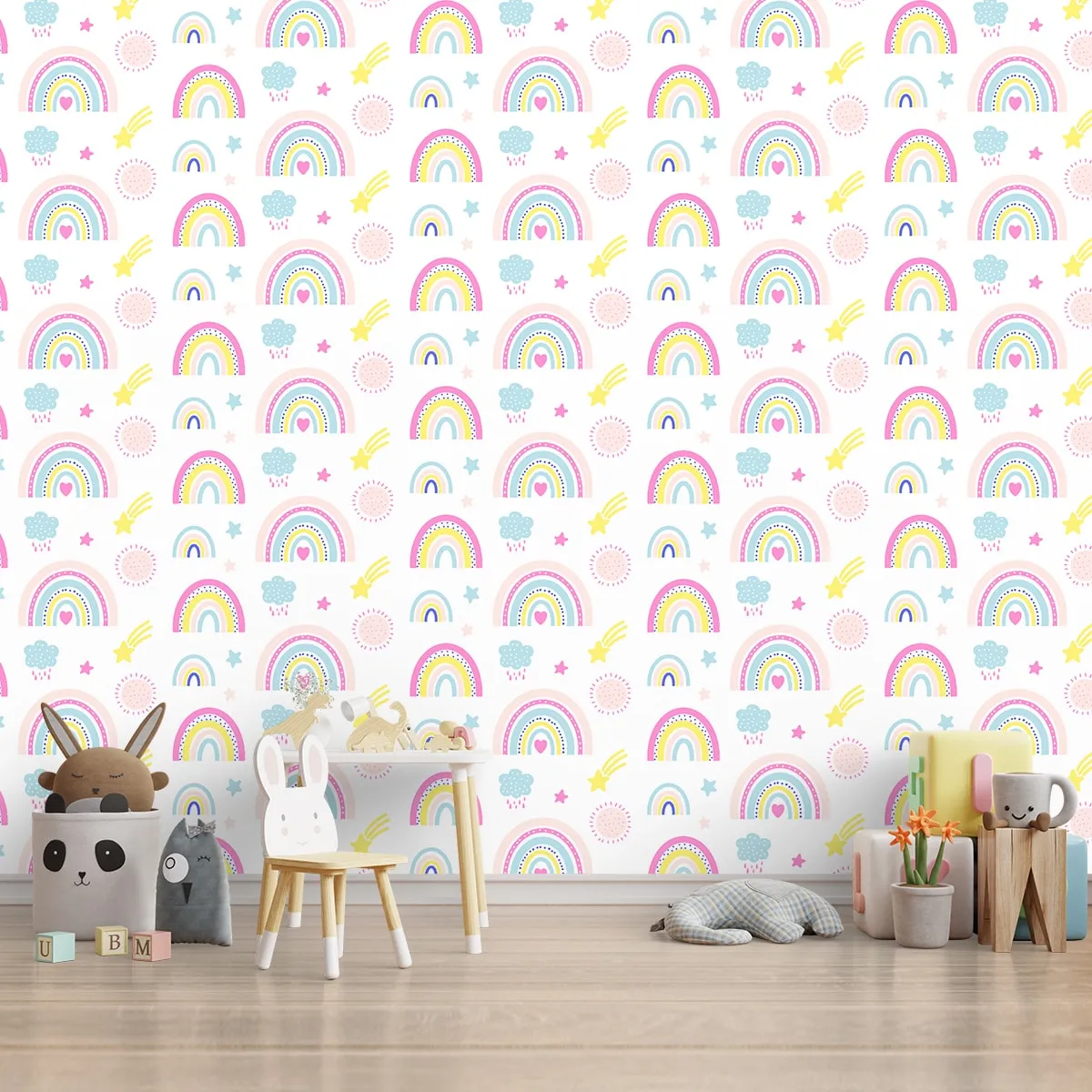 Rainbow Pattern Design Wallpaper for Kids Room