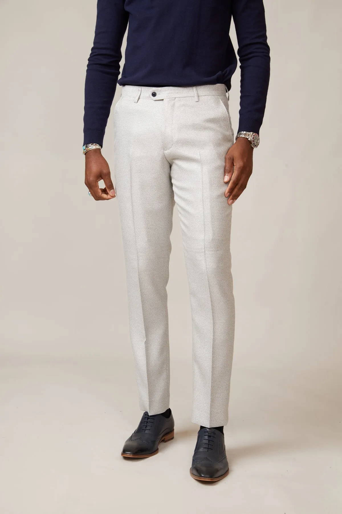 RONALD - Stone Tailored Trousers