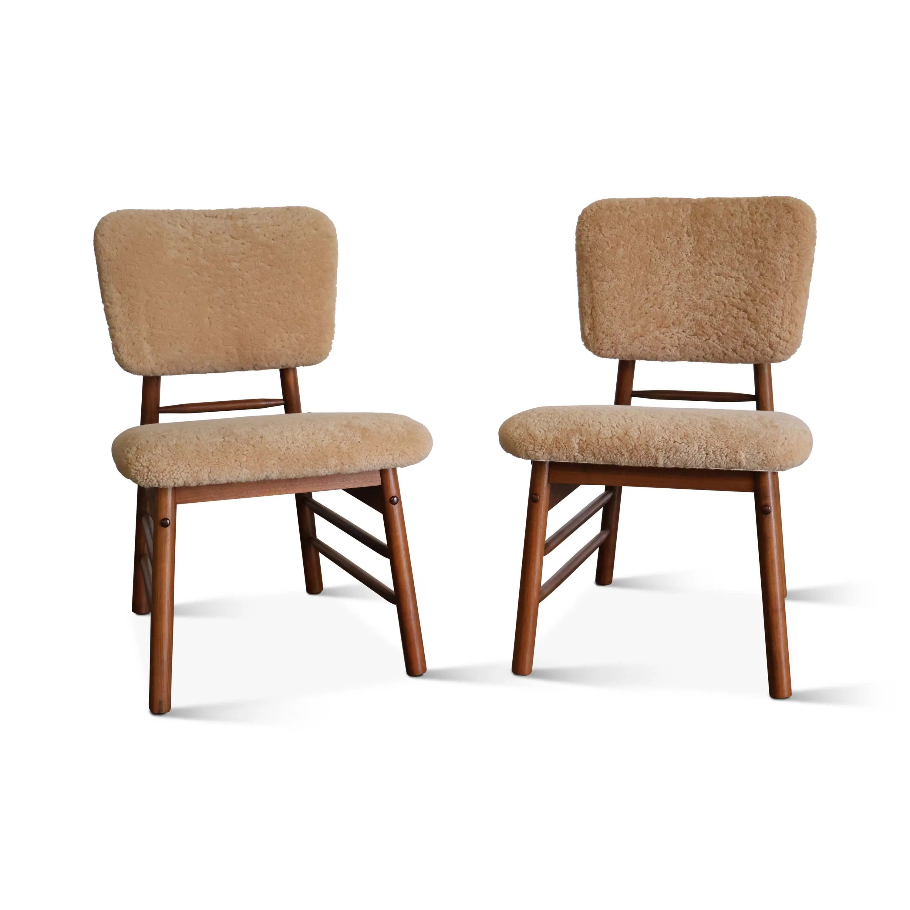 Sheepskin Side Chairs by Greta Grossman for Glenn of California