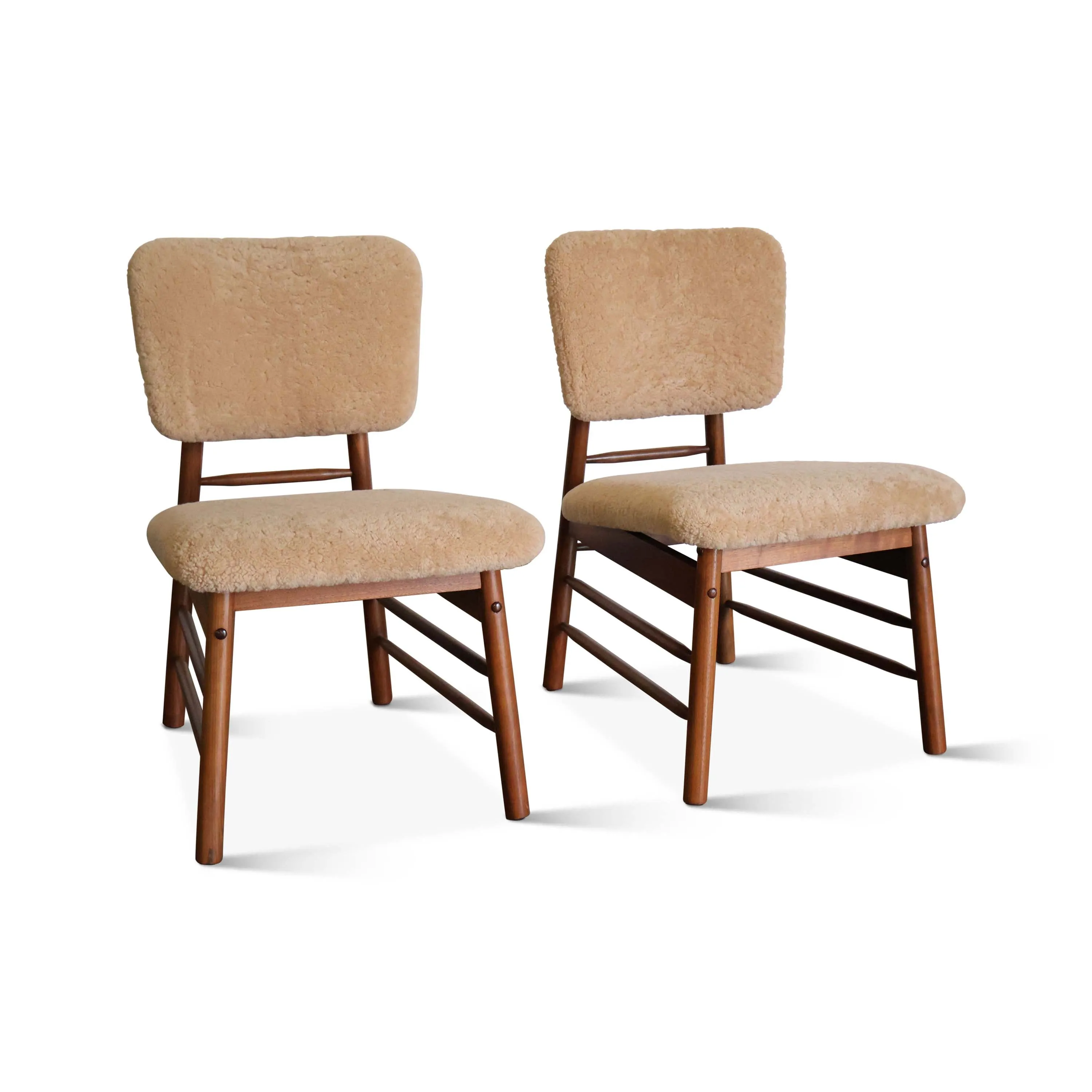 Sheepskin Side Chairs by Greta Grossman for Glenn of California