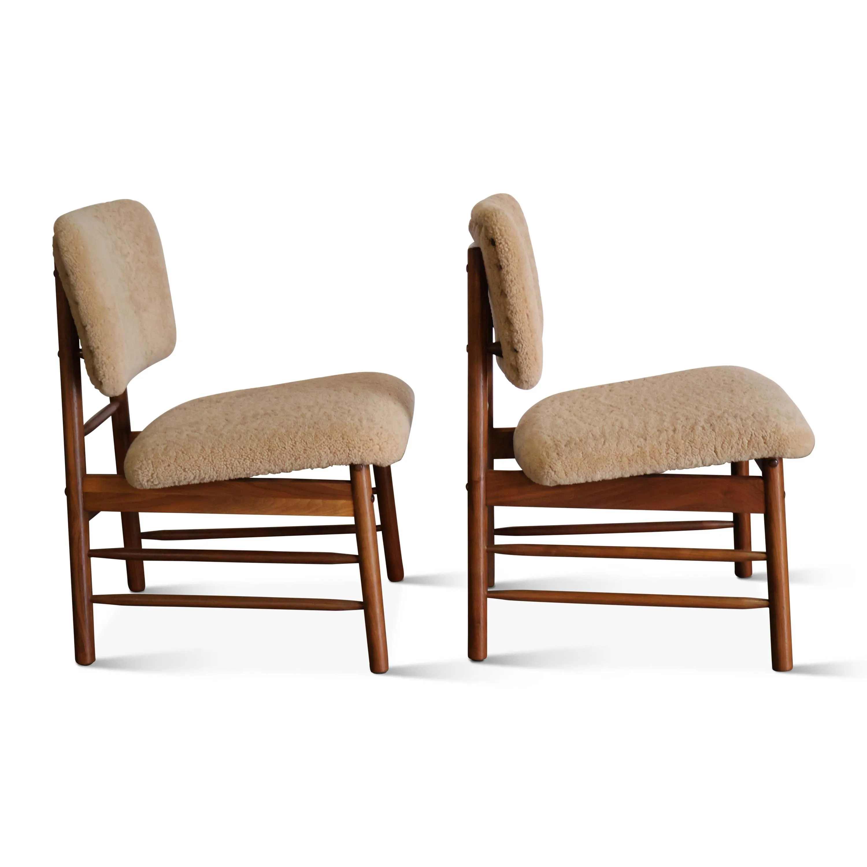 Sheepskin Side Chairs by Greta Grossman for Glenn of California