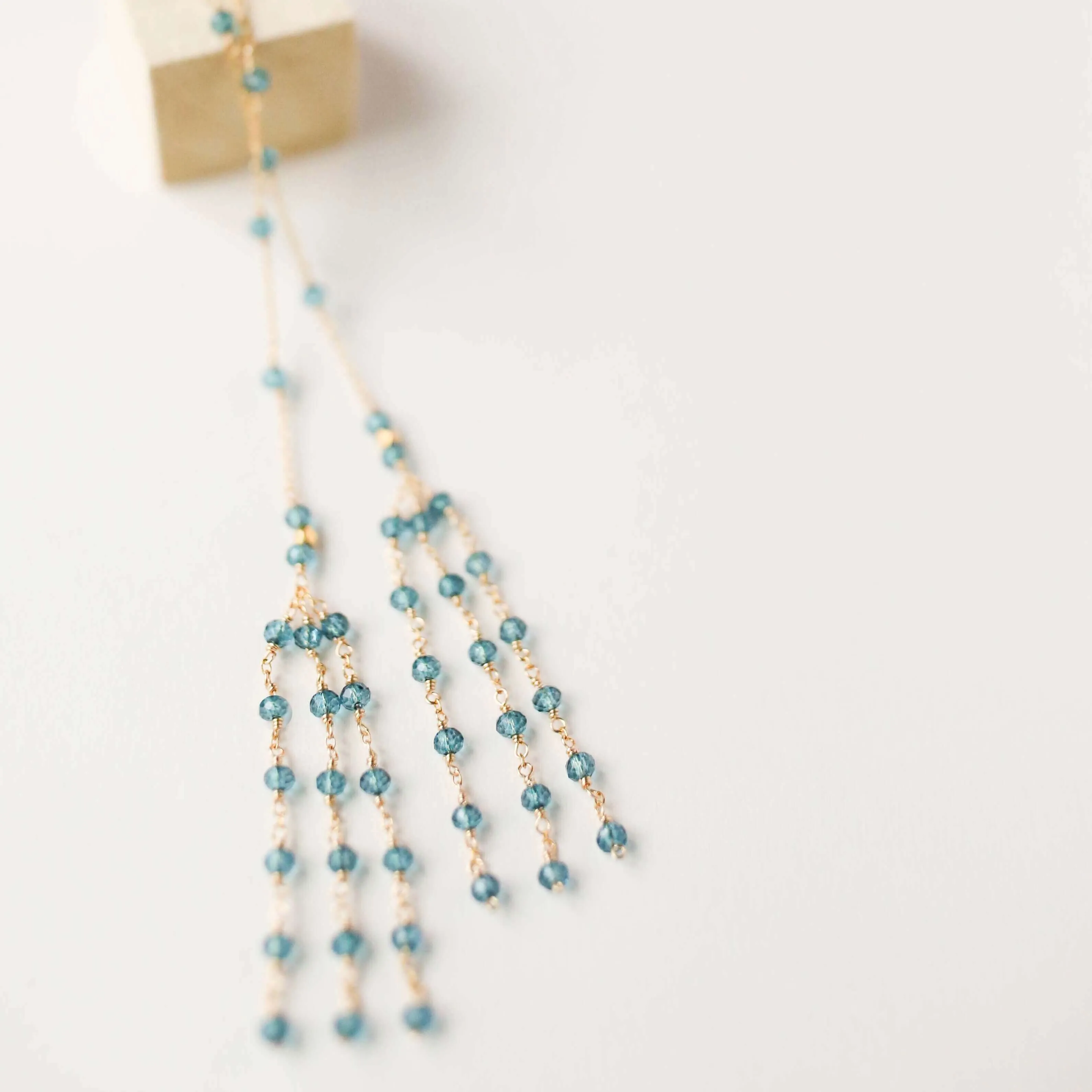 Silver Ballet Lariat Necklace in London Blue Quartz