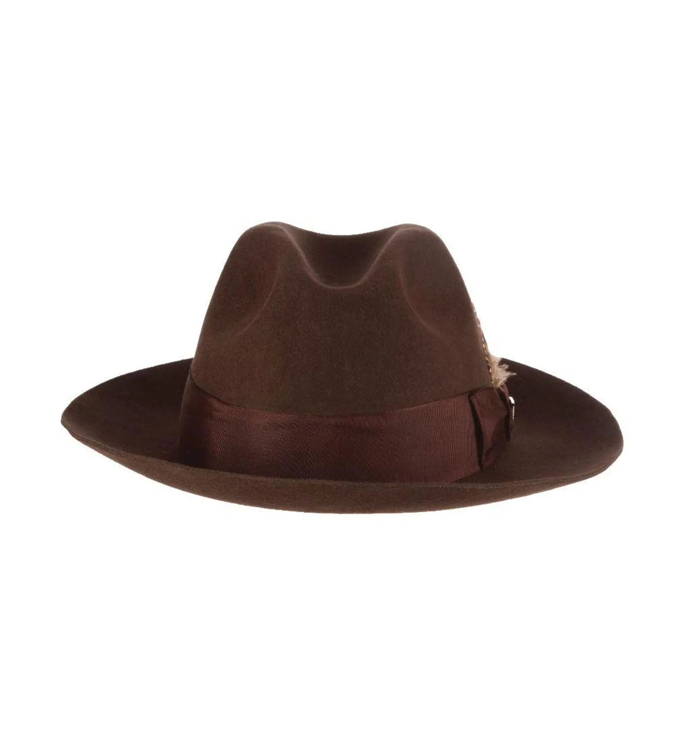 Stacy Adams Cleveland Fedora Wool Felt Pinch Front Hat - Brown