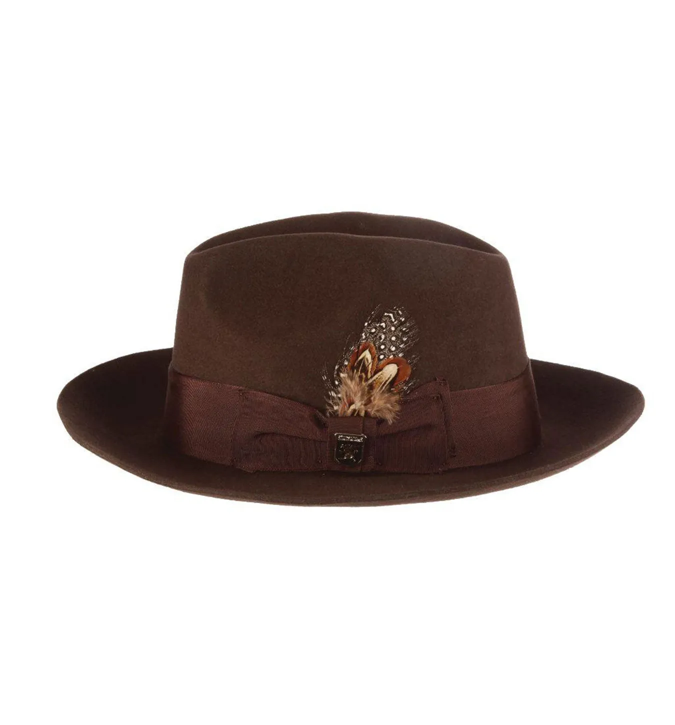 Stacy Adams Cleveland Fedora Wool Felt Pinch Front Hat - Brown