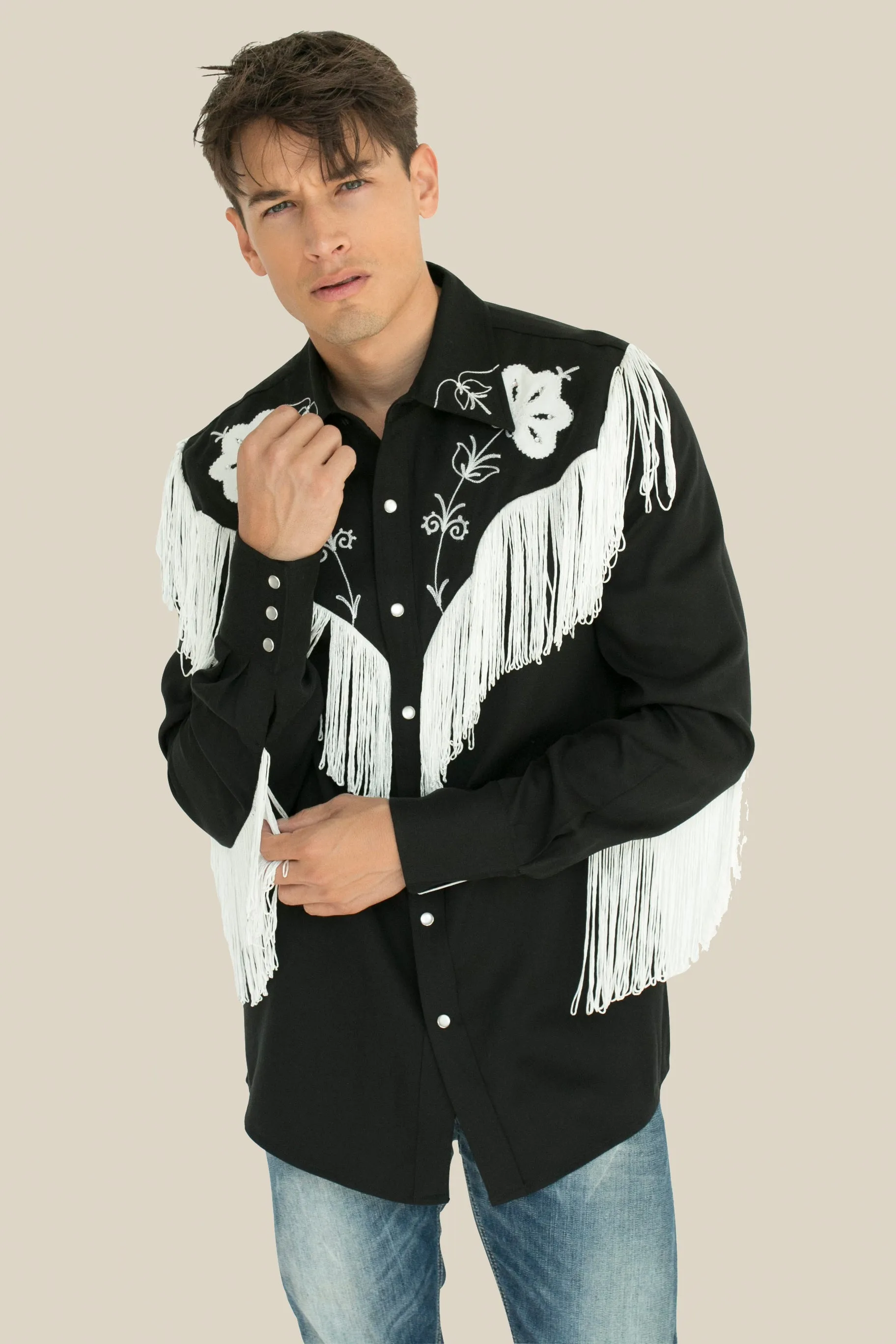 Taos Men's Shirt Black and White