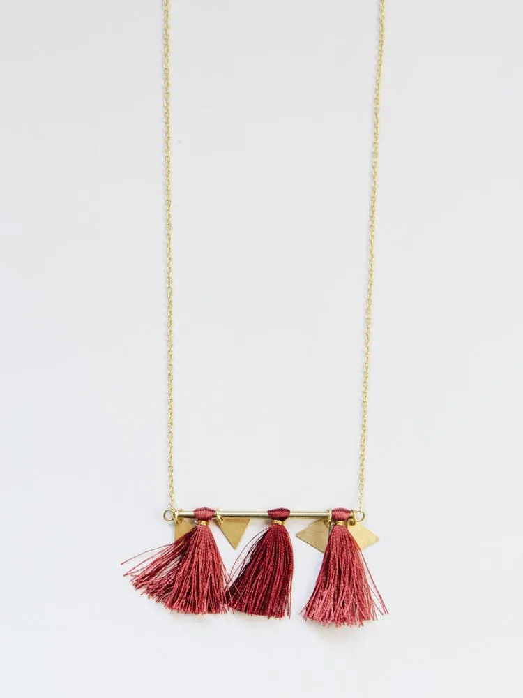 Tassel Bar Necklace - Rose