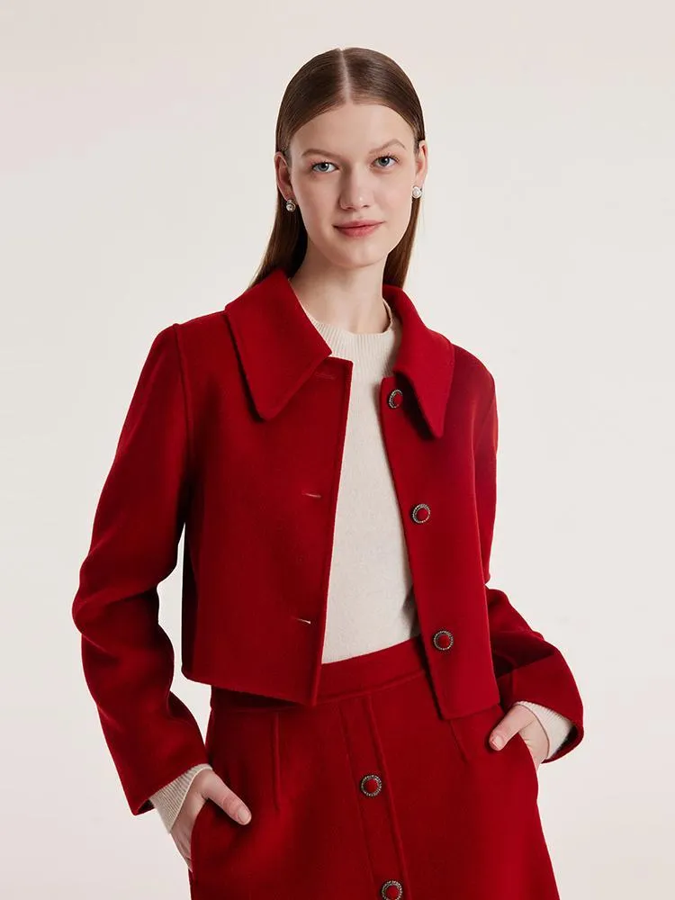 Tencel Wool Crop Jacket And Half Women Skirt Suit