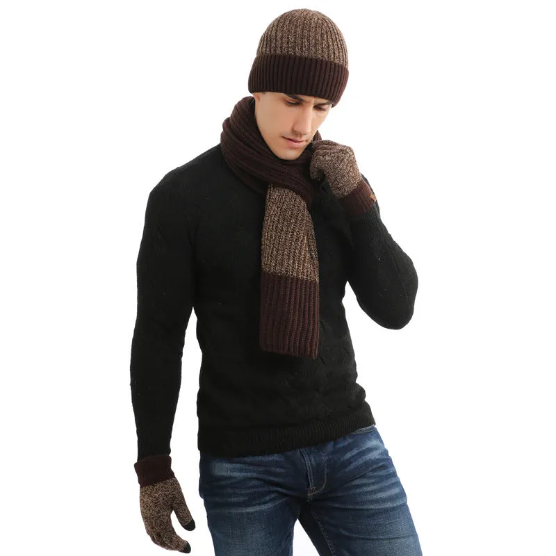 Thermal Suit Men's and Women's Hats Scarf Gloves Three-Piece Set