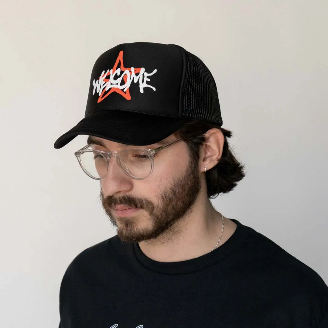 Vega Puff Print Trucker Hat - Black