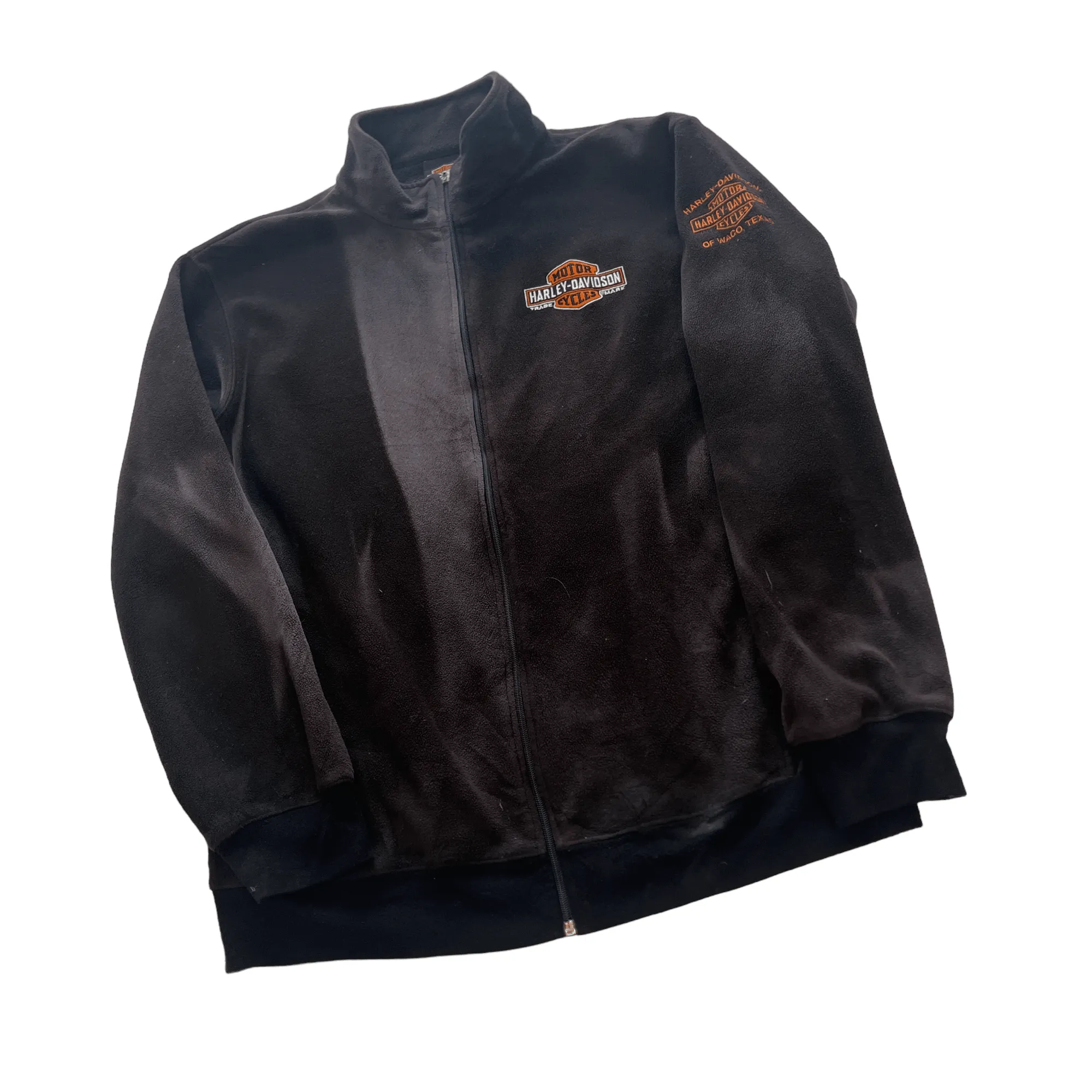 Vintage Black Harley Davidson Full Zip Fleece - Large