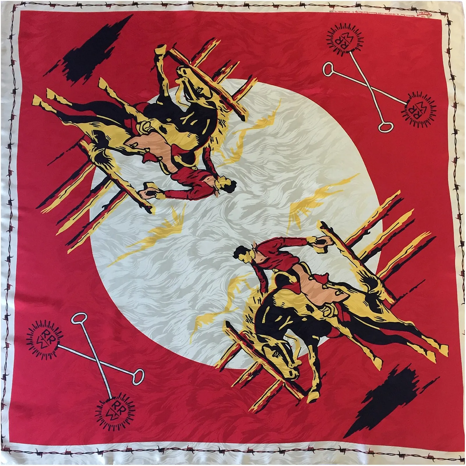 Vintage Rockmount Ranch Wear Bronc Silk Scarf in Red