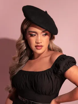 Vintage-Style Beret in Black