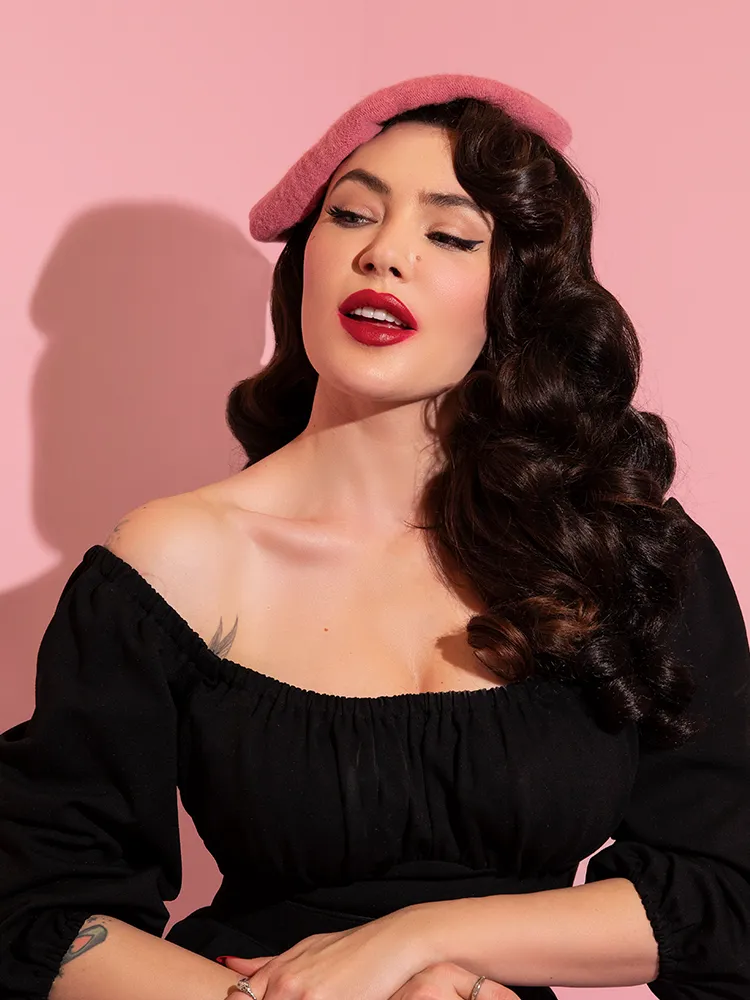 Vintage-Style Beret in Rose Pink