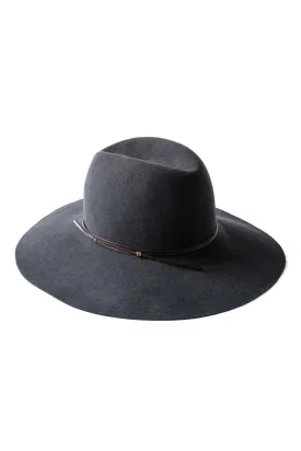 Wide Brim Fedora with Leather Trim