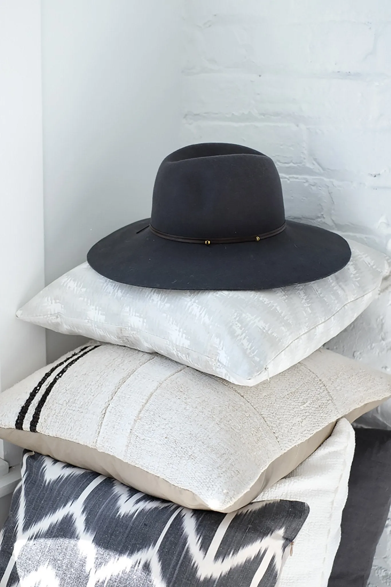 Wide Brim Fedora with Leather Trim