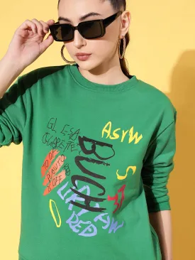 Women Green Fleece BUSH Sweatshirt