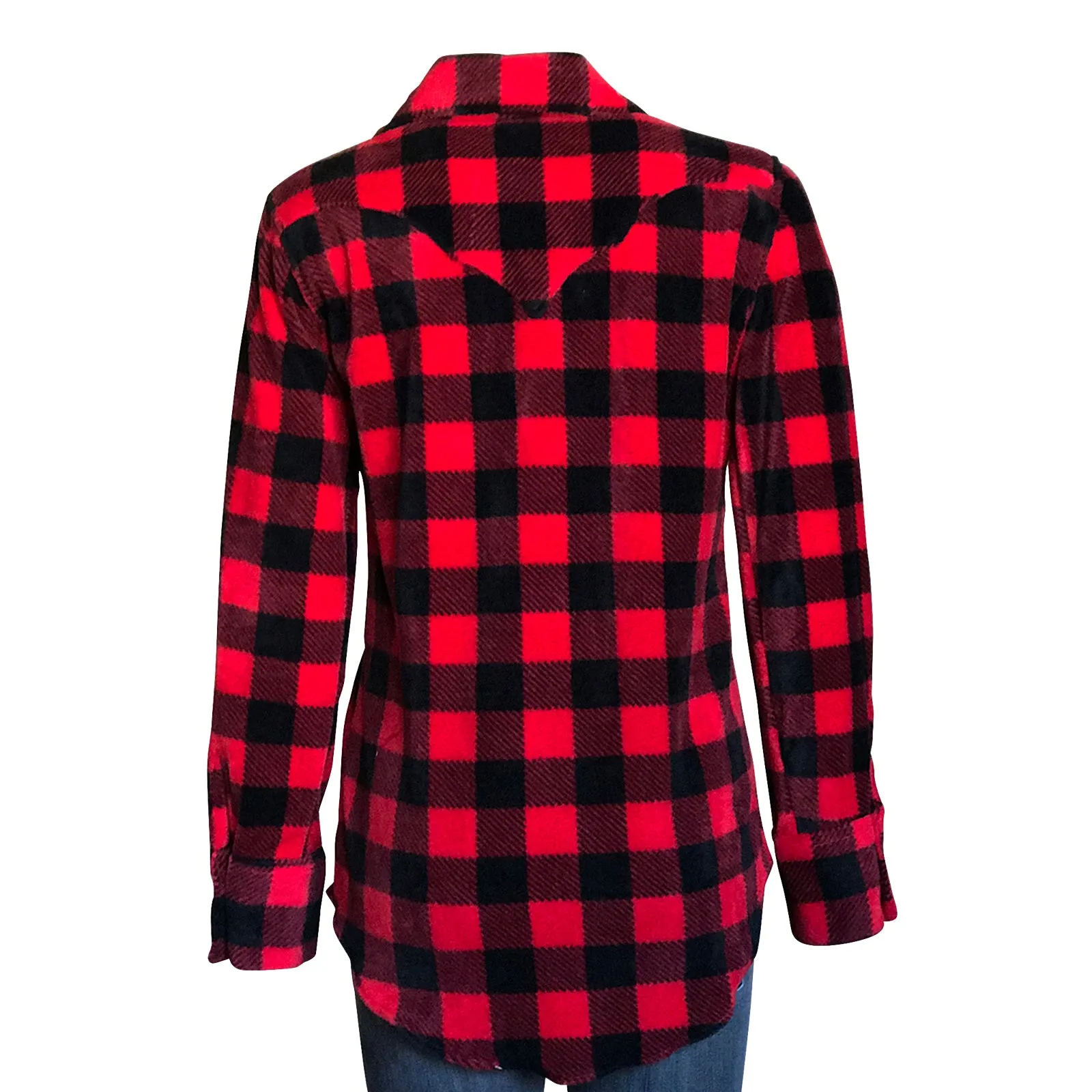 Women's Red & Black Buffalo Check Fleece Western Shirt