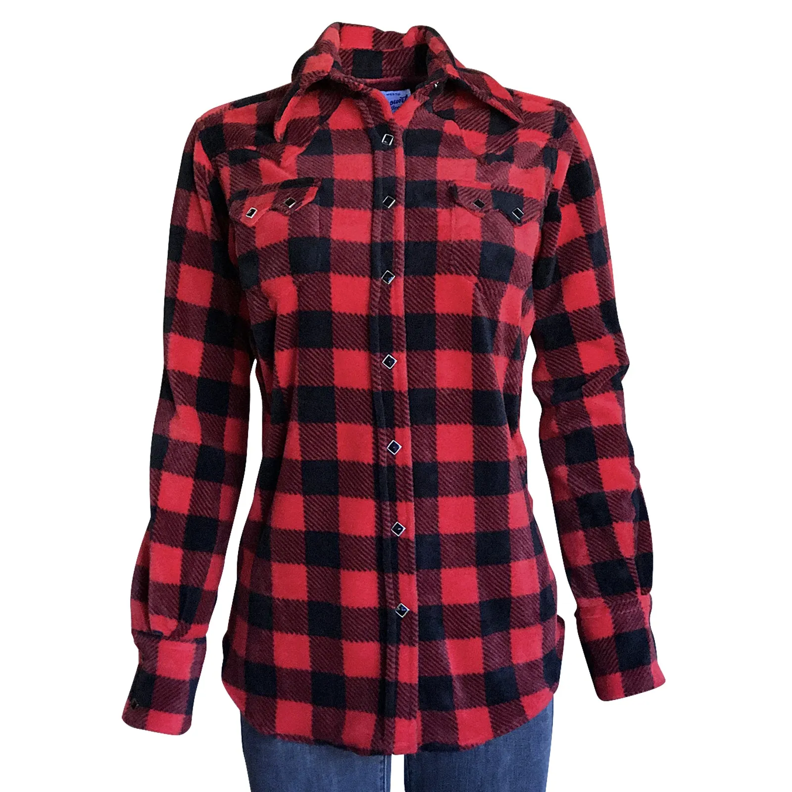 Women's Red & Black Buffalo Check Fleece Western Shirt