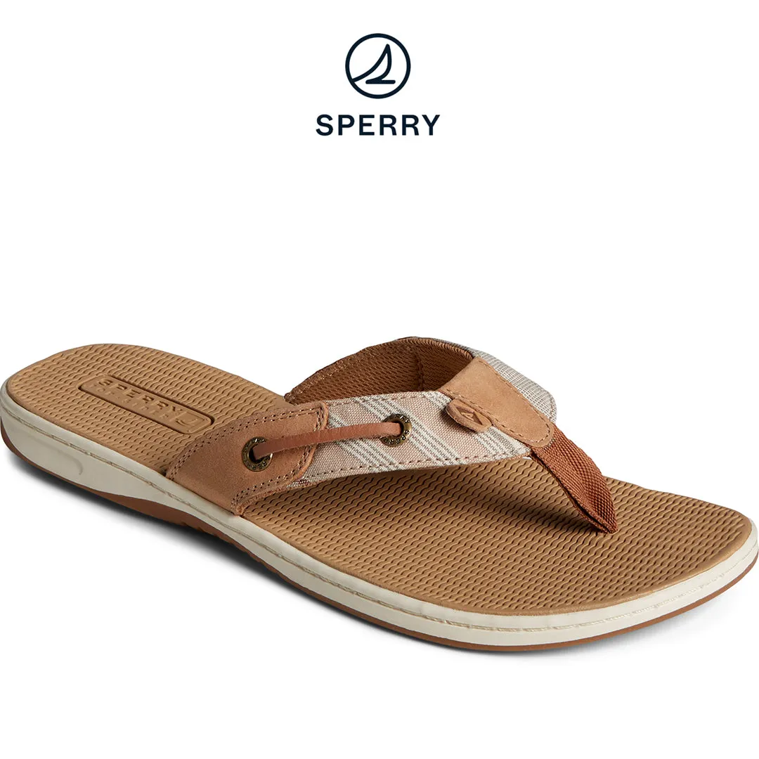 Women's Seafish Chambray Stripes Flip Flop Tan (STS88645)