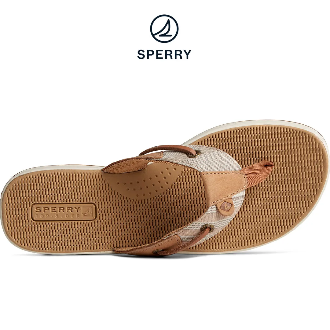 Women's Seafish Chambray Stripes Flip Flop Tan (STS88645)