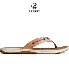 Women's Seafish Chambray Stripes Flip Flop Tan (STS88645)