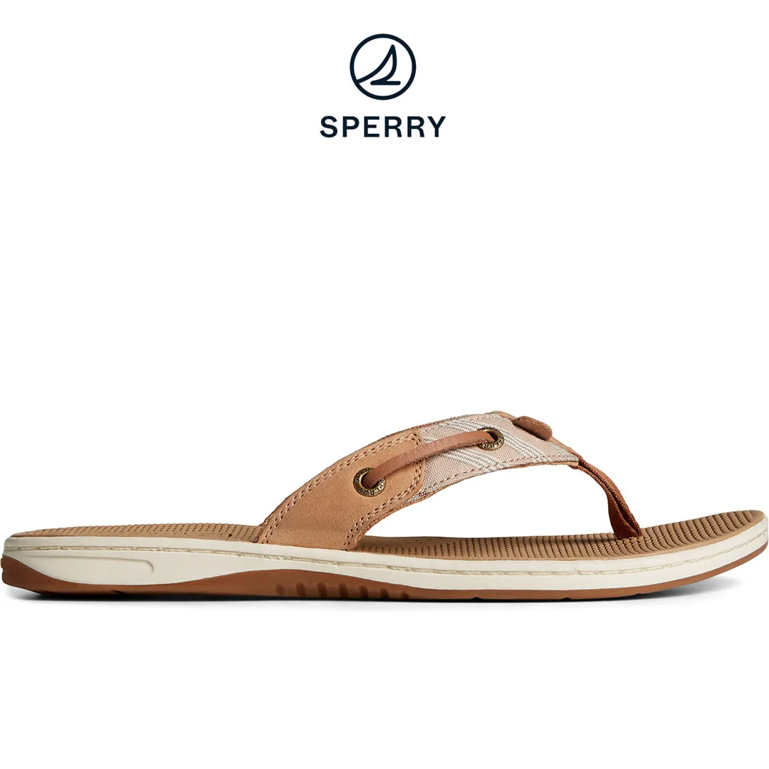 Women's Seafish Chambray Stripes Flip Flop Tan (STS88645)