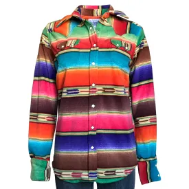 Women's Serape Pattern Fleece Western Shirt in Brown & Purple