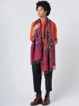 Wool Cotton Jacquard Scarf - Pebble