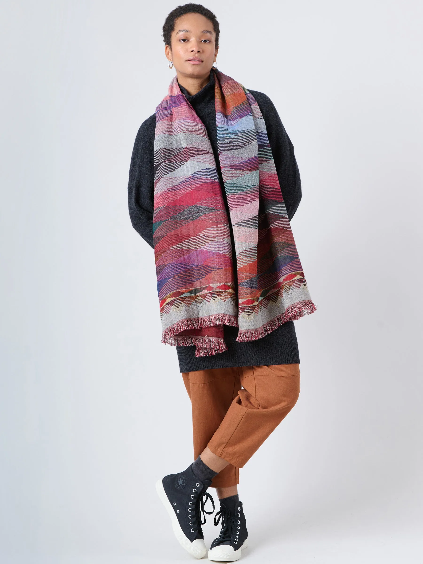 Wool Cotton Jacquard Scarf - Ray