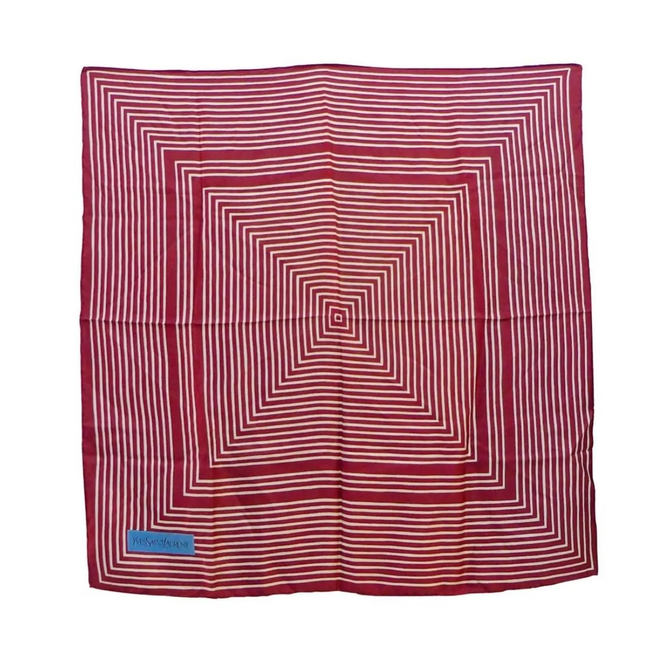 YVES SAINT LAURENT Burgundy Striped Silk Scarf