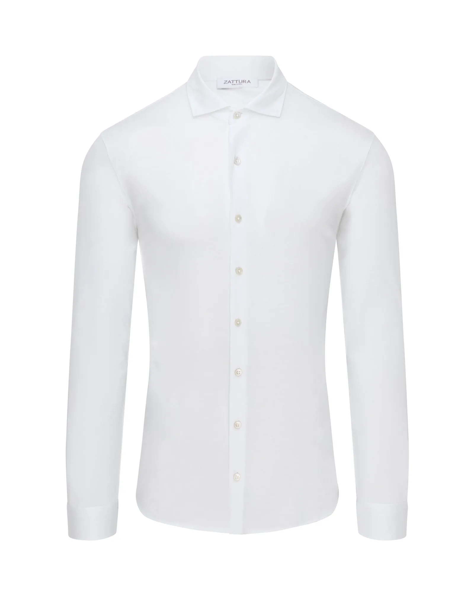 Zattura Mercerised Long Sleeve Jersey Shirt (White)